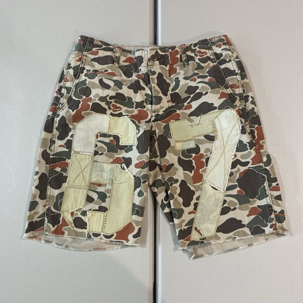 Ralph Lauren Denim & Supply Camo 67 Patch Herringbone Twill Cargo Shorts 32